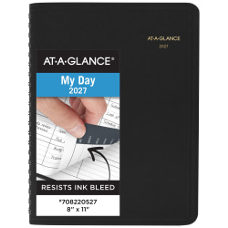 AT-A-GLANCE® 2027 Four Person Daily Appointment Book, Black, Large, 8" x 11"