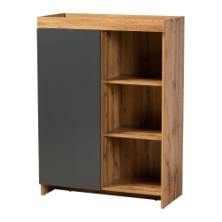 Baxton Studio Modern And Contemporary 44"H 2-Tone Shoe Storage Cabinet, Gray/Oak Brown