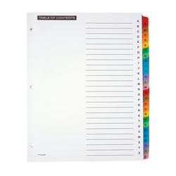 Office Depot® Brand Table Of Contents Customizable Index With Preprinted Tabs, Multicolor, A-Z