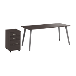 WorkPro Motiva 72"W Modern Office Desk With 3-Drawer Rolling File Cabinet, Storm Gray, Installation Included