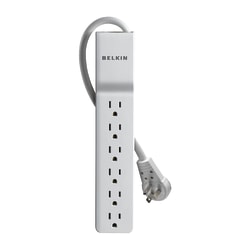 Belkin 6 Outlet Home/Office Surge Protector - Rotating Plug - 6 foot Cable -White - 720 Joules - 6 - 720 J