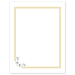 Avery® Printable Cards, S00-DPG-PRMWC10, Rectangle, 8-1/2" x 11", Matte White, Preprinted Double Gold Border with Florals Design, Pack Of 10