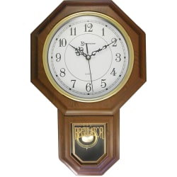 Timekeeper 17.5"x11.25" Essex Westminster Chime Faux Wood Pendulum Wall Clock, Walnut - Analog - Pendulum - 180WAGM