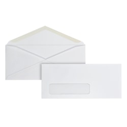 Office Depot® Brand Envelopes, Left Window, 3-7/8" x 8-7/8", Gummed Seal, White, Box Of 500