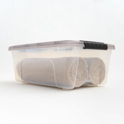 Iris® Stack & Pull™ Storage Box, 3.14 Gallon, Clear/Gray