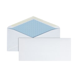 Office Depot® Brand #10 Security Envelopes, 4-1/8" x 9-1/2", Gummed Heat Resistant Seal, White, Box Of 100