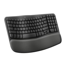 Logitech® Wave Keys Wireless Ergonomic Keyboard With Cushioned Palm Rest, 61% Recycled, Graphite, 920-011898