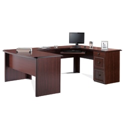 Realspace® Broadstreet 65"W U-Shaped Executive Corner Desk, Cherry