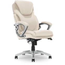 Serta®AIR™ Health & Wellness Ergonomic Bonded Leather High-Back Executive Office Chair, Cream