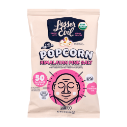 LesserEvil Himalayan Pink Salt Organic Popcorn, 0.46 Oz, Pack Of 24 Bags