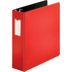 Business Source Slanted D-Ring Binders, 3" Ring, Red