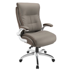 Realspace® Ampresso Big & Tall Bonded Leather High-Back Chair, Taupe/Silver, BIFMA Compliant