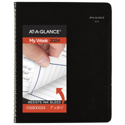 2024 AT-A-GLANCE® DayMinder Column Style Weekly Planner, 7" x 8-3/4", Black, January To December 2024, G59000