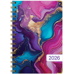 2025-2026 Global Excello Brands Hardcover Fashion Weekly/Monthly Planner, 5-1/2" x 8", Pink Purple Marble, November 2025 To December 2026