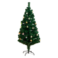 Nearly Natural Pine 60"H Artificial Fiber Optic Christmas Tree With Star-Shaped LED Lights, 60"H x 26"W x 26"D, Green