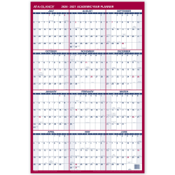 AT-A-GLANCE® Vertical Reversible Erasable Academic and Regular Year 2026-2027 Wall Calendar, Large, 36" x 24"