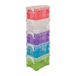Super Stacker Pixie Storage Boxes, 9-1/2"H x 2-7/16"W x 3-1/4"D, Multicolor, Set Of 5 Boxes
