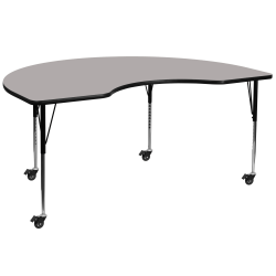 Flash Furniture Mobile Height Adjustable HP Laminate Kidney Activity Table, 30-1/2"H x 48''W x 96''L, Gray