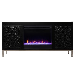 SEI Furniture Winsterly Color-Changing Fireplace, 29"H x 58"W x 15"D, Black/Champagne
