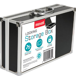 Maxell Hard-Shell Plastic Locking Storage Case, 5"H x 8-1/2"W x 2-13/16"D, Black