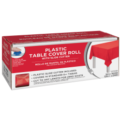 Amscan Boxed Plastic Table Roll, Apple Red, 54" x 126’