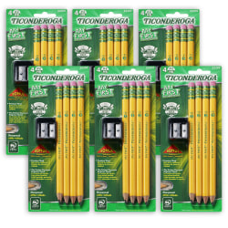 Ticonderoga My First Pencils, Sharpened, No. 2/Soft, Yellow, 4 Pencils Per Pack, Set Of 6 Packs