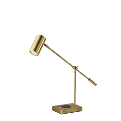 Adesso Collette AdessoCharge LED Desk Lamp, 22-1/4"H, Antique Brass