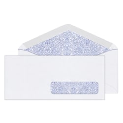 Office Depot® Brand #10 Security Envelopes, Right Window, 4-1/8" x 9-1/2", Gummed Seal, White, Box Of 500