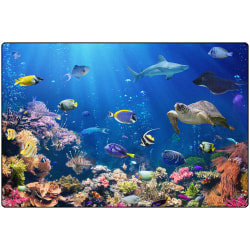 Carpets for Kids® Pixel Perfect Collection™ Explore The Ocean Activity Rug, 6' x 9', Blue