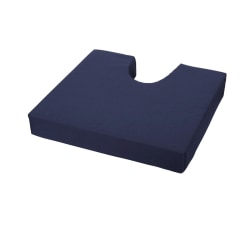 Medline Pressure-Redistribution Foam Cushions, Coccyx Cut-Out, 3"H x 18"W x 16"D, Blue, Pack Of 4