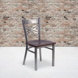Flash Furniture X-Back Restaurant Accent Chair, Walnut Seat/Clear Frame