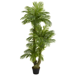 Nearly Natural Triple Phoenix Palm 60"H Artificial Tree With Pot, 60"H x 11"W x 6"D, Green