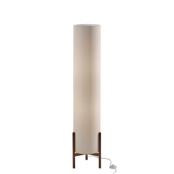 Adesso Sonora Floor Lantern, Walnut with Off-White Fabric Shade