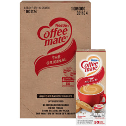Nestlé® Coffee-mate® Single Serve Liquid Creamer, Original Flavor, 0.38 Oz, Carton Of 200