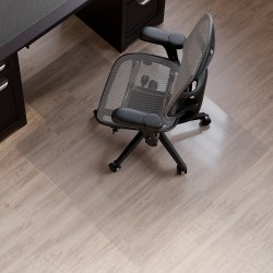 Realspace® Hard Floor Chair Mat,  45"W x 53"D, with a 25" x 12" Wide Lip, Translucent