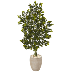 Nearly Natural Ficus 53"H Artificial Plant With Planter, 53"H x 24"W x 24"D, Green/Sand