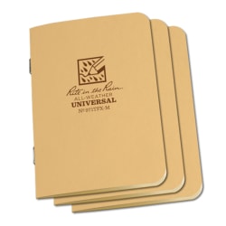 Rite in the Rain All-Weather Stapled Notebooks, 4-5/8" x 7", Tan, 3 Notebooks Per Pack, Set Of 6 Packs