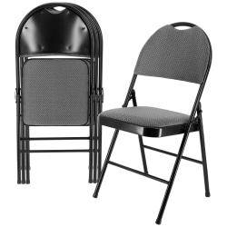 Elama Metal Folding Chairs With Padded Seats And Top Handles, Gray, Set Of 4 Chairs