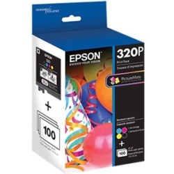 Epson T320P Original Inkjet Ink Cartridge/Paper Kit - Black, Cyan, Magenta, Yellow - 4 / Pack - 100 Photos