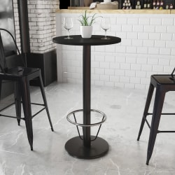 Flash Furniture Laminate Round Table Top With Round Bar-Height Table Base And Foot Ring, 43-1/8"H x 24"W x 24"D, Black