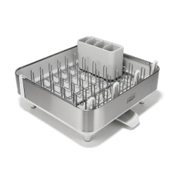 Joseph Joseph Steel Expandable Dish Drainer With Wine Glass Holder, 6-5/8", Stone, Total Qty 1