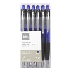 Office Depot® Brand Soft-Grip Retractable Ballpoint Pens, Medium Point, 1.0 mm, Blue Barrel, Blue Ink, Pack Of 12