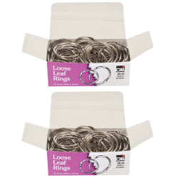 Charles Leonard Loose Leaf Rings With Snap Closure, 2", Silver, 50 Rings Per Box, Pack Of 2 Boxes