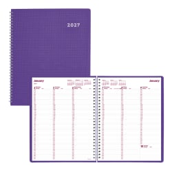 2027 Brownline® DuraFlex Weekly Appointment Planner, 11" x 8-1/2", 100% Recycled, Purple, January To December, CB950V.PUR, Total Qty 1