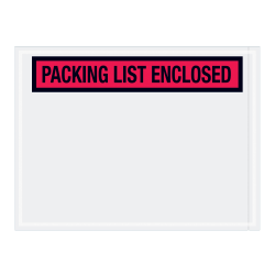 Tape Logic® "Packing List Enclosed" Envelopes, Panel Face, 4 1/2" x 6", Red, Pack Of 1,000