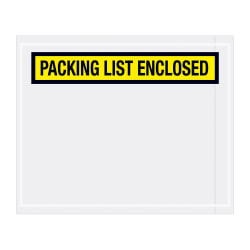 Partners Brand "Packing List Enclosed" Envelopes, Panel Face, 4 1/2" x 5 1/2", Yellow, Pack Of 1,000