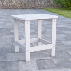Flash Furniture Charlestown All-Weather Adirondack Side Table, 18-1/4"H x 18-3/4"W x 15"D, White