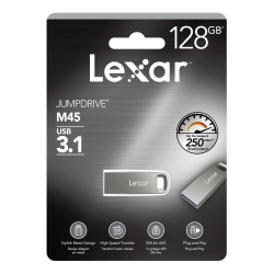 Lexar® JumpDrive® M45 USB 3.1 Flash Drive, 128GB, Silver, LJDM45-128ABSLNA