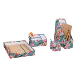 Realspace® 4-Piece Desk Accessory Set, Floral