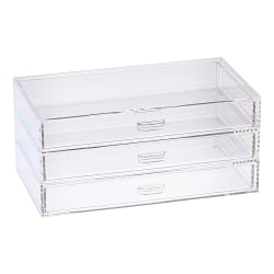 Realspace® Opaline Acrylic 3-Drawer Desktop Organizer, 4-5/16"H x 9-5/16"W x 5-3/8"D, Clear/Iridescent